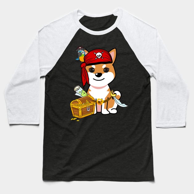 Cute orange dog is a pirate Baseball T-Shirt by Pet Station